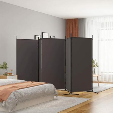 Vidaxl Rumsavdelare 5 Paneler Brun 433x180 Cm Tyg Brun