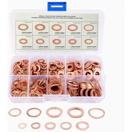 200 stk kobber flat skive sett kobber skive M5 M6 M8 M10 M12 M14