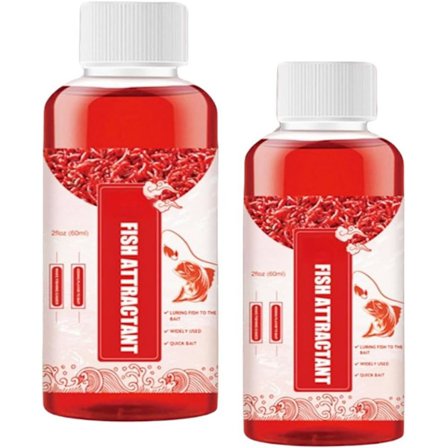 Fiskattraherare, 2-pack, Rött daggmaskkoncentrat, Röd40 bläckfiskvätska, förstärkt doft, lämplig för fiske av öring, torsk, karp och abborre.