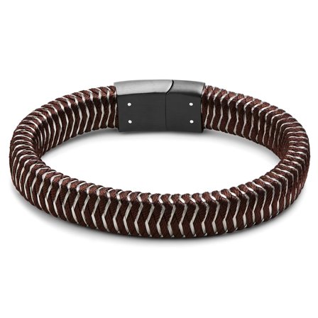 Bracelet en fil d'acier inoxydable brun pour hommes - Bracelets tressés