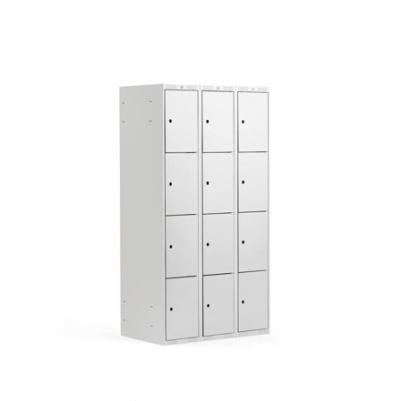 Schließfachschrank CLASSIC, 3 Module/4 Türen, 1740 x 900 x 550 mm, grau
