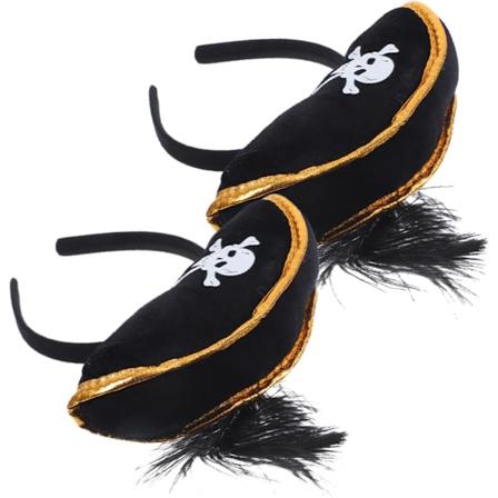 2 st Skallehatt Huvudband Dekoration, Pirat Halloween Huvudbonad Cosplay Hårclips, Icke-vävd Tyg Halloween Party Tillbehör