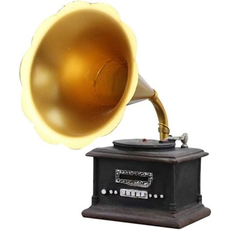 Retro platespiller i harpiks, vintage grammofonshåndverk, pyntegjenstander, bord