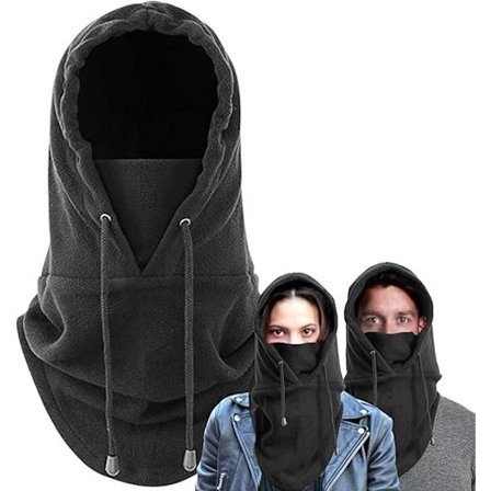 Multifunksjonell Vinter Fleece Balaclava – Hatt + Halsduk + Halsvarmer for Menn og Kvinner – Klær for Ekstrem Kulde, Svart, One Size