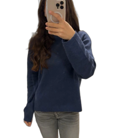 Mörkblå stickad tröja med lång ärm