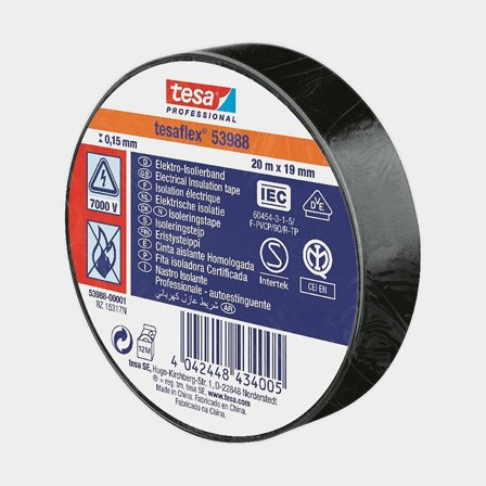 El-tape Tesa, 19 mm x 20 meter, sort