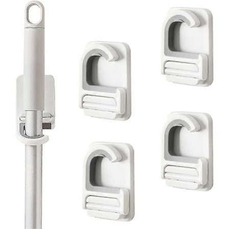 4 Stk. Vægmonterede Kosteholdere, Selvklæbende Vægmonteret Kosteholder, Kosteholder, Moppeholder, Selvklæbende Kosteholder, til Køkken, Garage