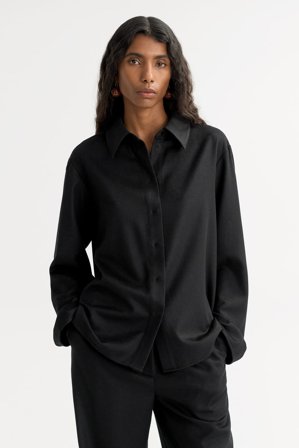 Soft Goat - Woven Shirt - Kashmirtröja dam - S - Black