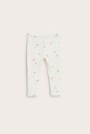 Newbie | Prążkowane legginsy w motyle | Offwhite