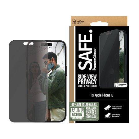 SAFE. by Panzer Privacy iPhone 16 | 15 Ultra-Wide Fit Screen Protector PanzerGlass - High quality tempered glass screen protector