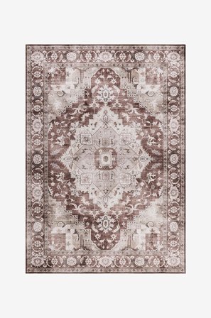 KM Home - Vaskbart tæppe Dolce - Brun - Fladvævede tæpper - 80X300 - Fra Homeroom