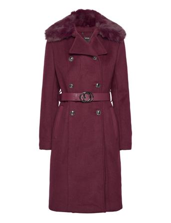 Patrice Belted Coat Outerwear Coats Winter Coats Burgunder GUESS Jeans*Betinget Tilbud