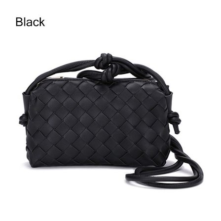 Crossbody taske til kvinder PU flettet SORT