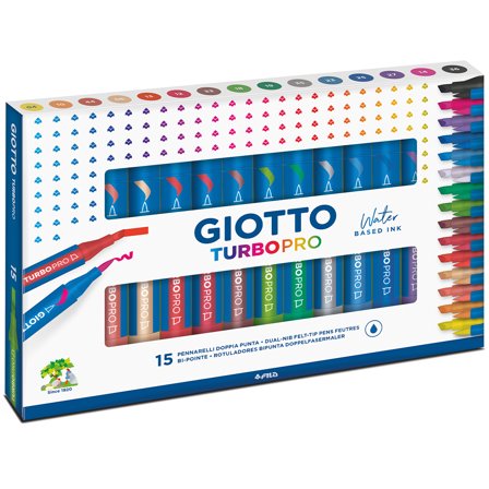 Giotto Turbo Pro Dual Tip Marker Pen 15-sæt