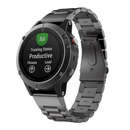 För Garmin Fenix ​​5s 20mm Tri-Bead watch i rostfritt stål