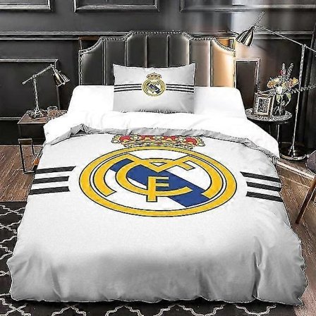 Real Madrid Ultra Soft Påslakanset, Dubbelsäng, Tryckt Mikrofiber Påslakanset med Dragkedja 135*200 CM