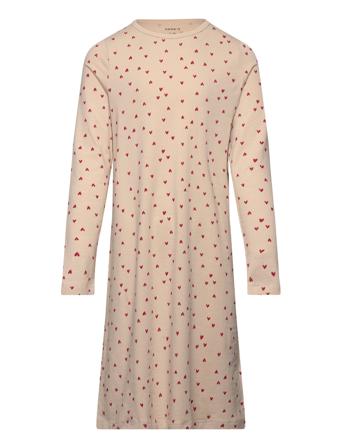 Nkfnightgown Ls Peyote Hearts Noos Beige Name It