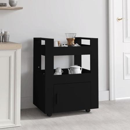 Vidaxl Köksvagn Svart 60x45x80 Cm Konstruerat Trä Svart