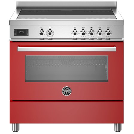 Bertazzoni PRO95I1EROT Professional induktionskomfur med ovn, 90 cm, rød - Rød, ral 3001 pantone 200 c, blank | KitchenOne