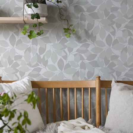 Duro Tapet, Augusti 676-01 Blommor & Blad, L, Grå, Färg & tapeter