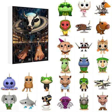 Adventskalender 2025 med 24 dager, 2D akryl nøkkelring Brainrot italiensk dyregave til barn-WELLNGS