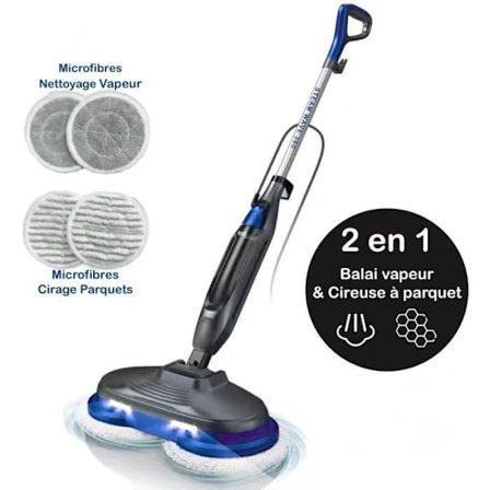 Ångmopp - EZICLEAN - STEAM WAVE 360 - 1200 W - 24 g/min - 450 ml - Svart / Blå