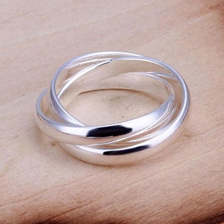 Dammode Smycken 925 Sterling Silver Pläterad Trippel Cirkel Band Ring Us Storlek 6 7 8 9