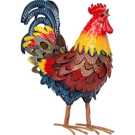 Metall hane statue, hage kylling dekorasjon, utendørs kylling skulptur