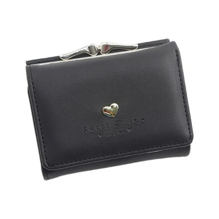 Kort Kontanthållare Kvinna Flicka Kort typ Myntväska Clutch Multi-slot plånböcker Black