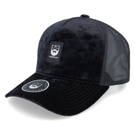 Bearded Man - Black trucker Czapka Z Daszkiem - Bm Logo Blk Woven Velvet Black/Black A-frame Trucker @ Hatstore
