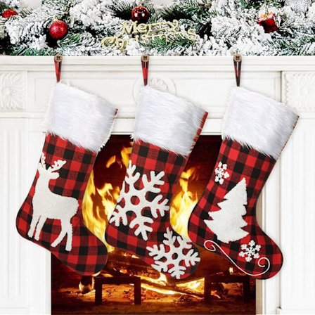 (1)Julstrumpor att hänga, set med 3 stora 50 cm julklappar