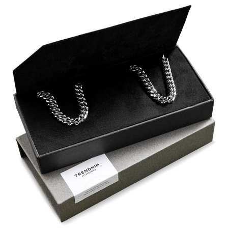 Medium | 4 mm Silver-tone Chain Bracelet & Necklace Gift Box para hombres - Cajas de regalo