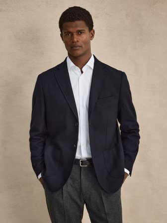 John Henric Men's Dunkelblauer Blazer Tailored Fit Size 50