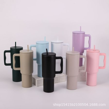 Simple Modern 40 Oz Tumbler Med Handtag Och Sugrör | Isolerad Återanvändbar Rostfritt Stål Vattenflaska Resmugg Iskaffe Mugg | Present Till Kvinnor 