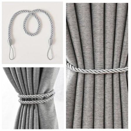 2 kpl:n setti verhon pidikkeitä, kudotut verhon pidikkeet Grey