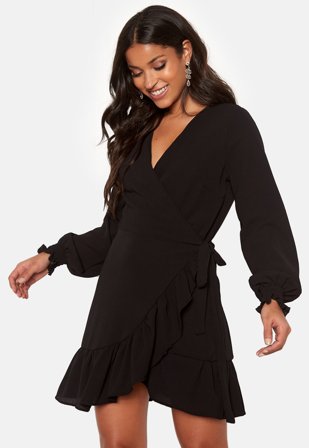 John Zack-Frilly Wrap Mini Dress-XS (UK8)