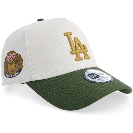 New Era - MLB Beige adjustable Czapka Z Daszkiem - Los Angeles Dodgers World Series Patch 9FORTY A-Frame Light Terracotta/Rifle Green A-Frame 