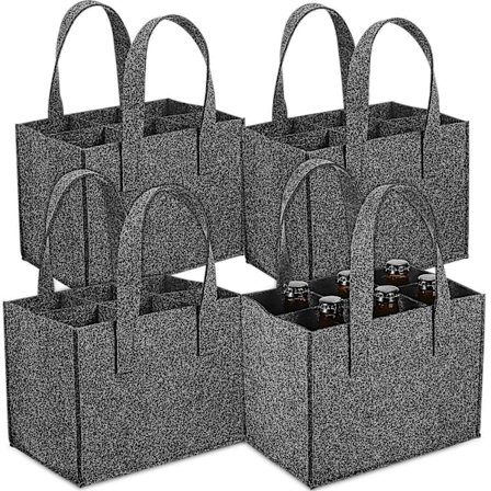 4 st Flaskväskor Tjock Filt 6 Flaskor Bärväska Handväska Vinförvaring Tote Bag för Resor Camping Picknick