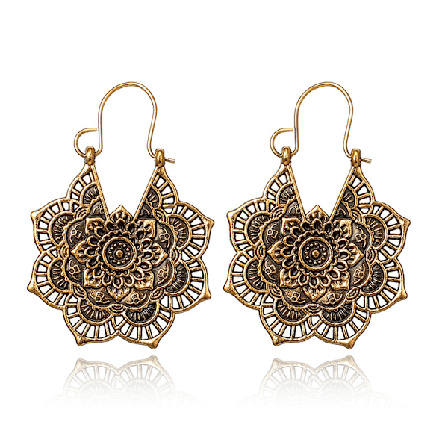 Vintage Mandala Blomster Drop Hænge Ørering Vedhæng Øreringe
