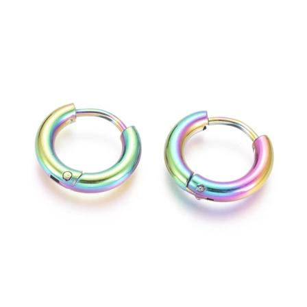 1Par 12-13 mm Hoops örhängen i 316L Rainbomfärgad stål