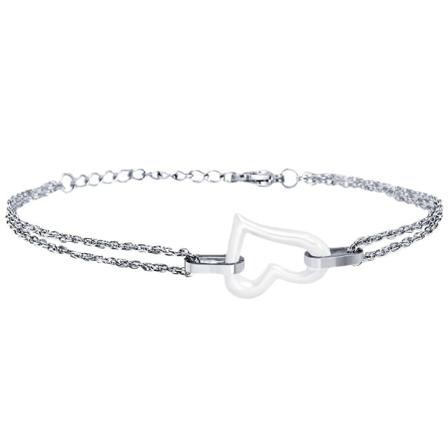Fashion Peach Heart Zirconia armbånd i rustfritt stål white