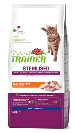 Natural Trainer Sterilised Crocchette Con Tacchino Per Gatti