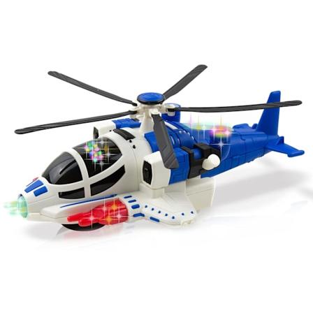 Bump and Go Helikopterleker for gutter og jenter, flyleker laget av slitesterkt materiale, helikopterleke med lys, realistisk lyd
