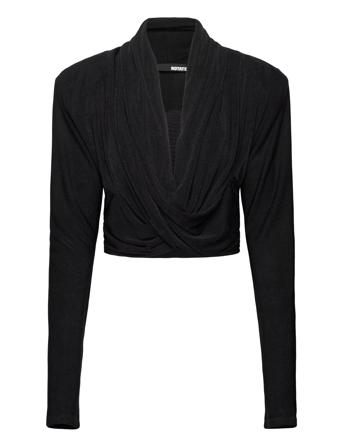 Slinky Hooded Top Tops Crop Tops Long-sleeved Crop Tops Black ROTATE Birger Christensen