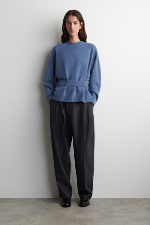 COS Femme Pull En Laine Mérinos À Détail Ceinture in Bleu