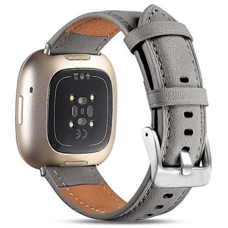 Kompatibelt för Fitbit Versa 3 / Fitbit Sense Klockarmband Äkta Läder Armband [DB]