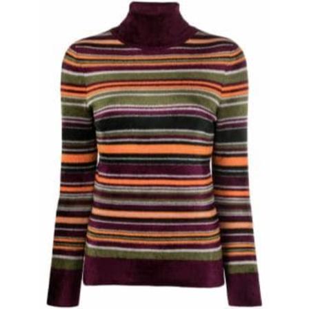 Saint Laurent Striped Turtleneck Sweater Rød, Dame