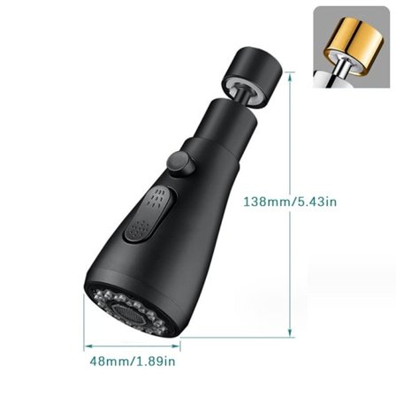 Köksblandare Förlängare Luftare Plaststänkfiltermunstycke Svart