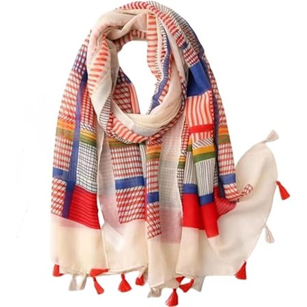 Rejse Boho Sjal til Kvinder Casual Letvægts Pashmina Sjal Mode Multifarvet Shawl Wraps med Frynsede Perler