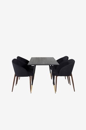 Matgrupp Dipp med 4 st matstolar Arch - Venture Home - Svart - Matgrupper - Från Homeroom